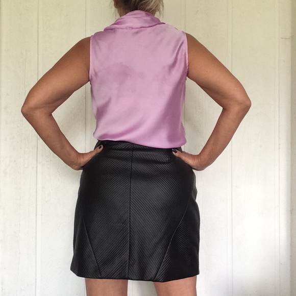 RACHEL ROY BLACK FAUX LEATHER ZIP FRONT MINI SKIRT SIZE 4 - Picture 4 of 8